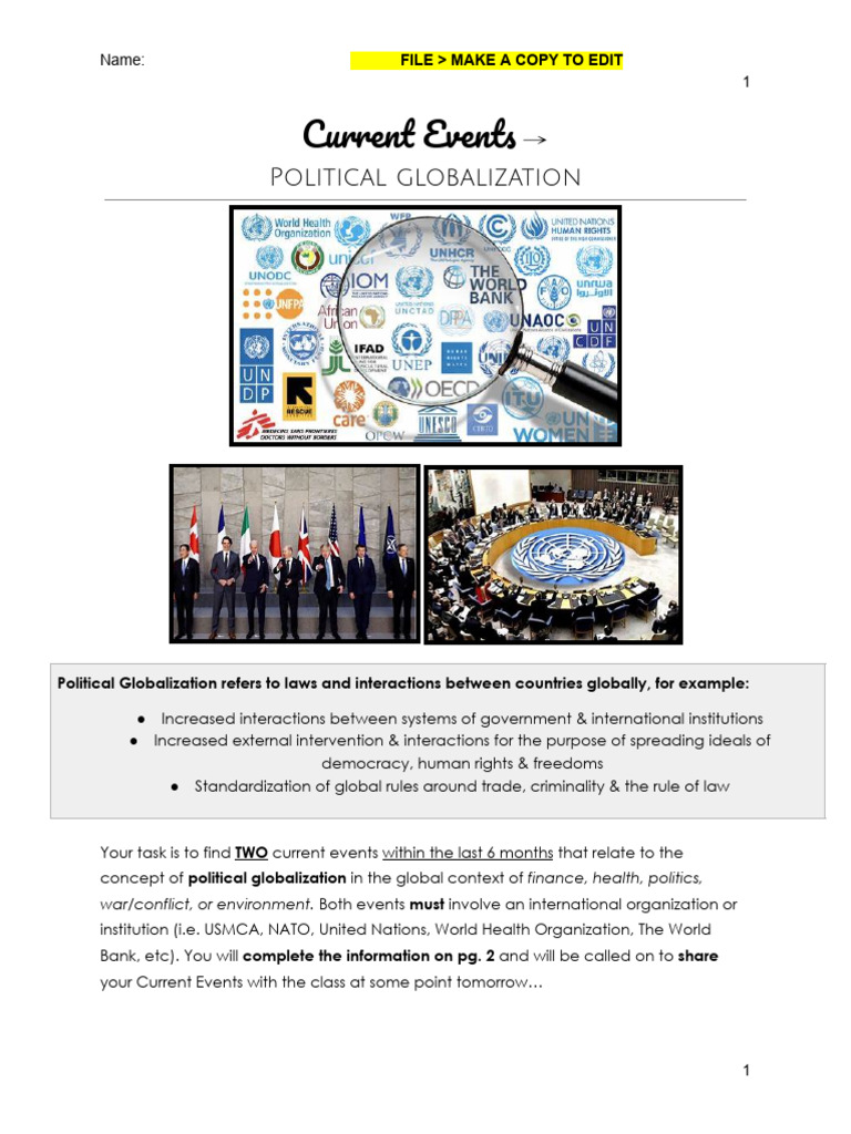 Political Globalization Current Events | PDF