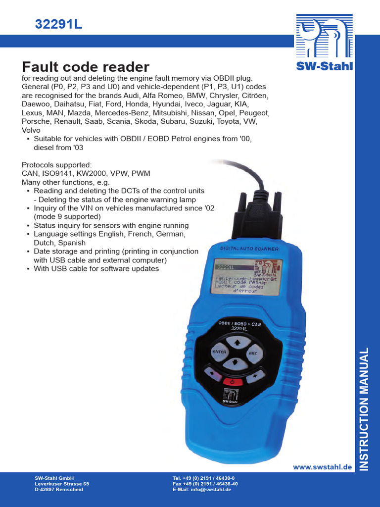 OBDII Fault Code Reader Manual | PDF | Computer Keyboard | Vehicles