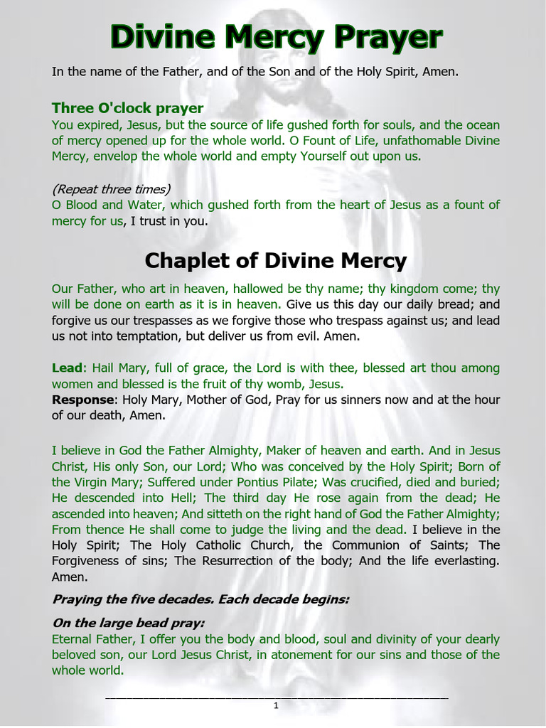 Divine Mercy Prayer Booklet PDF | PDF | Mercy | Lord's Prayer