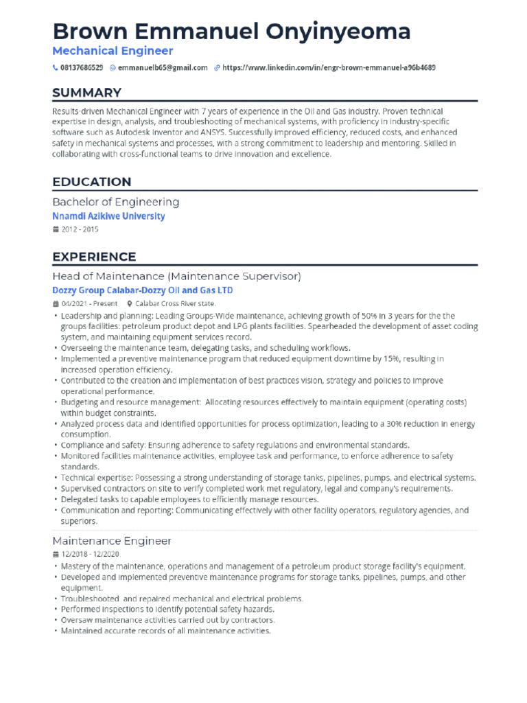 Brown Emmanuel Resume | PDF