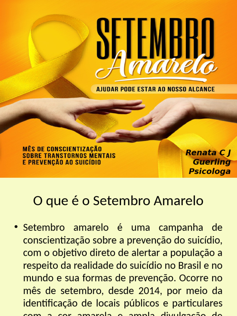 Apresentação Setembro Amarelo 2022 | PDF | Suicídio | Morte