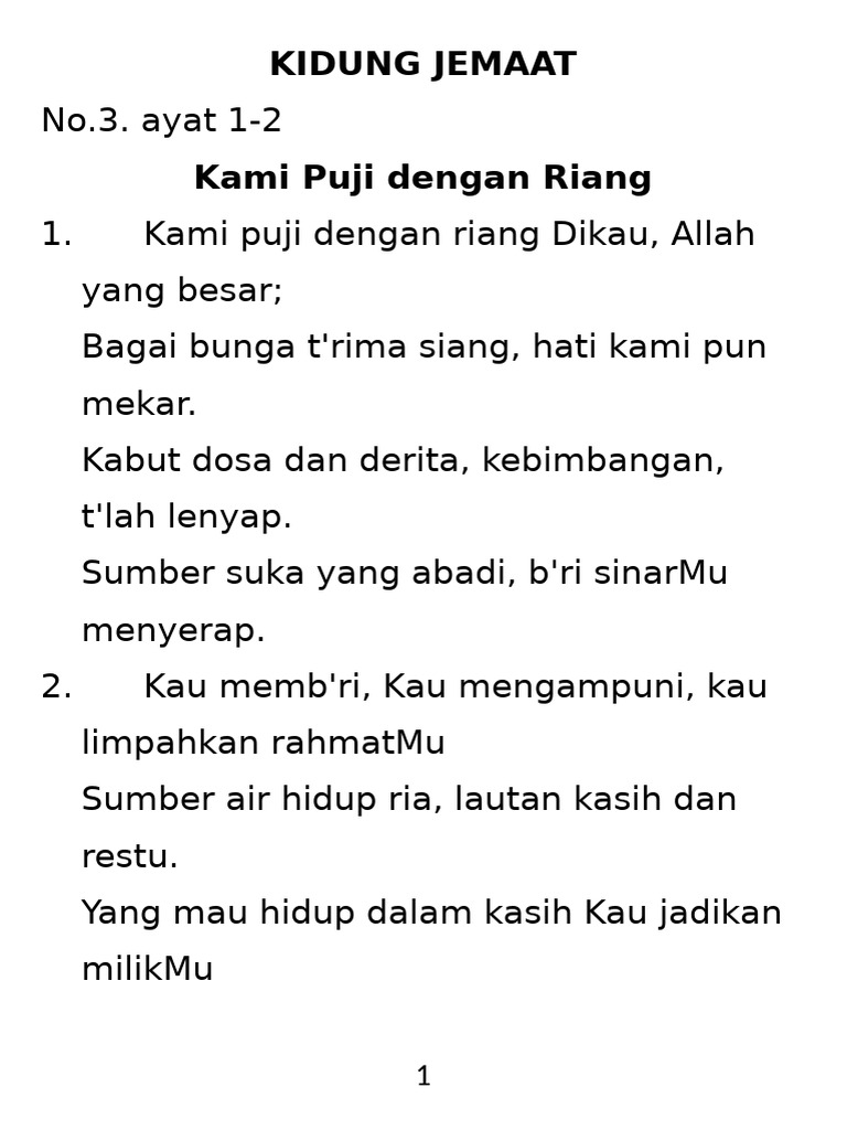 Kumpulan Lagu Kidung Jemaat Terbaik | PDF