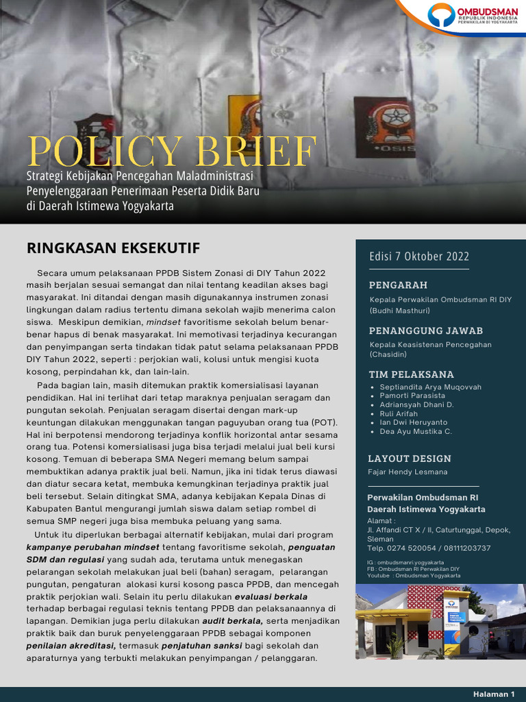 Kebijakan PPDB Zonasi di DIY 2022 | PDF