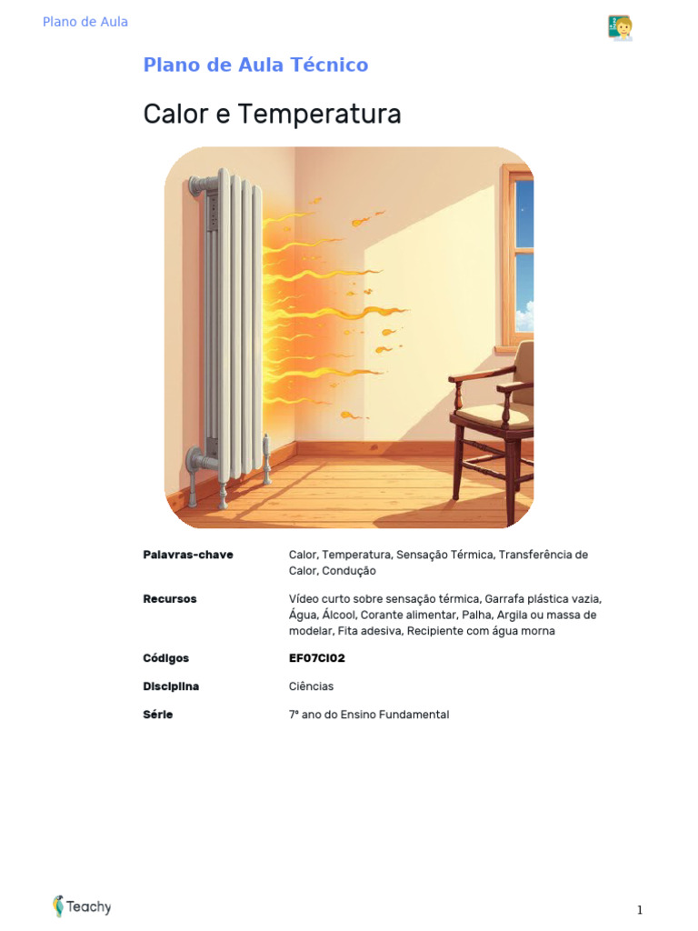 Aula sobre Calor e Temperatura para 7º Ano | PDF | Calor | Temperatura