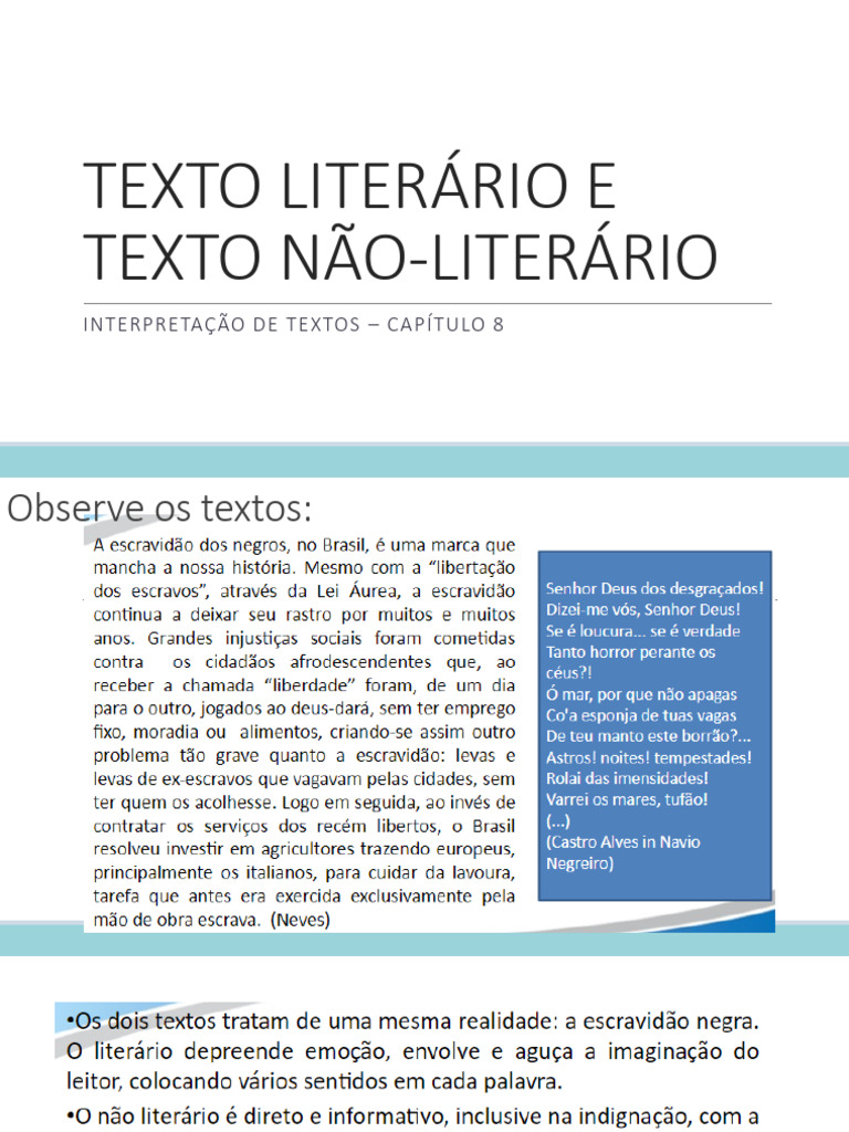 Diferenças entre Texto Literário e Não-Literário | PDF