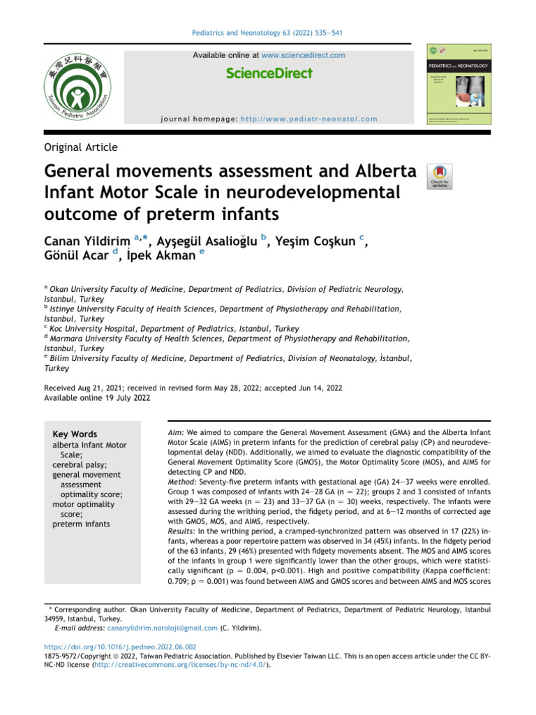 General Movement Assessment in Preterm Infants | PDF | Pediatrics ...