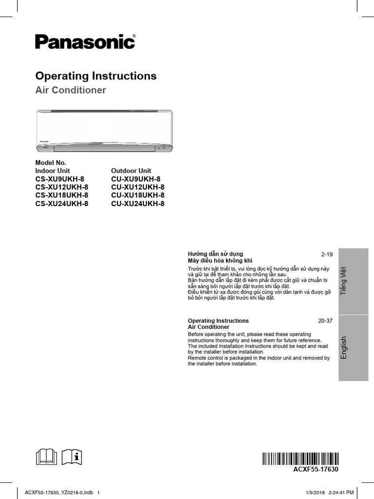 Panasonic CS-XUxxUKH-8 User Guide | PDF