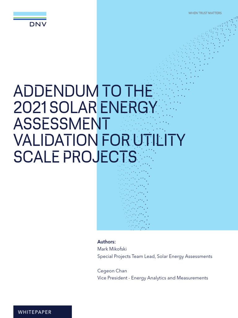 Addendum White Paper 2021 Solar Energy Assessment Validation | PDF ...
