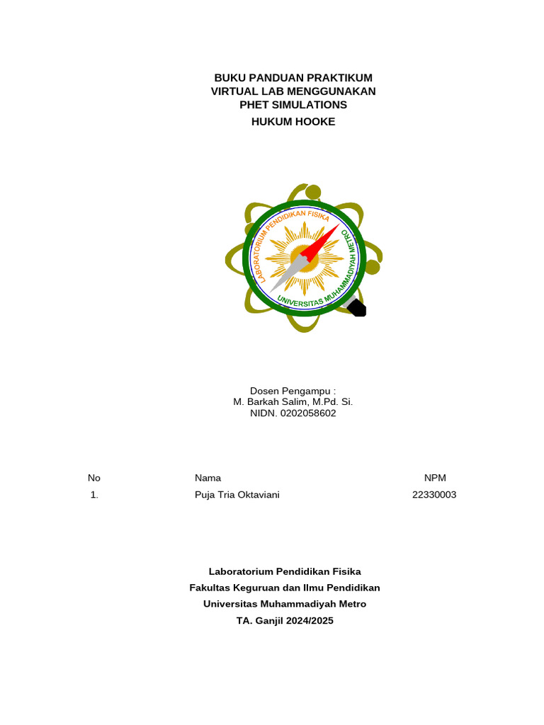 Panduan Praktikum Hukum Hooke PhET | PDF
