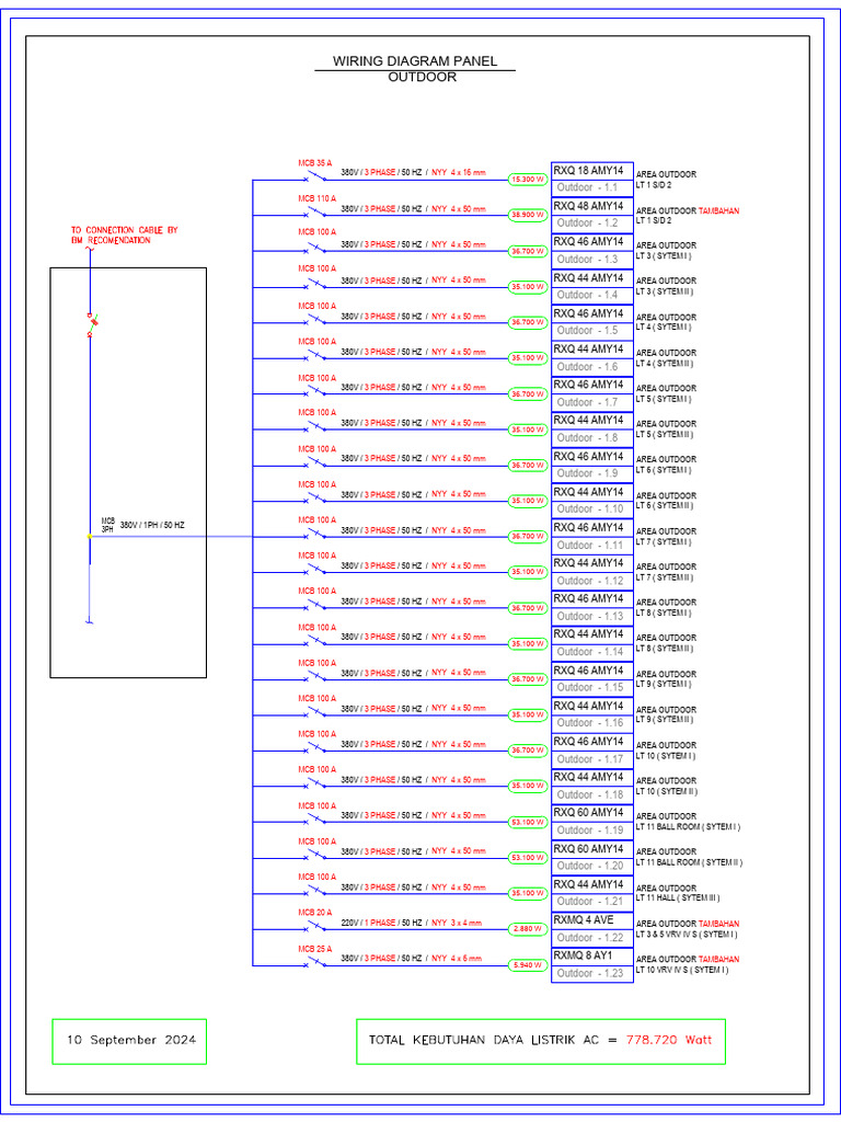 Wiring Diagram Outdoor Full Lantai | PDF | Power Engineering