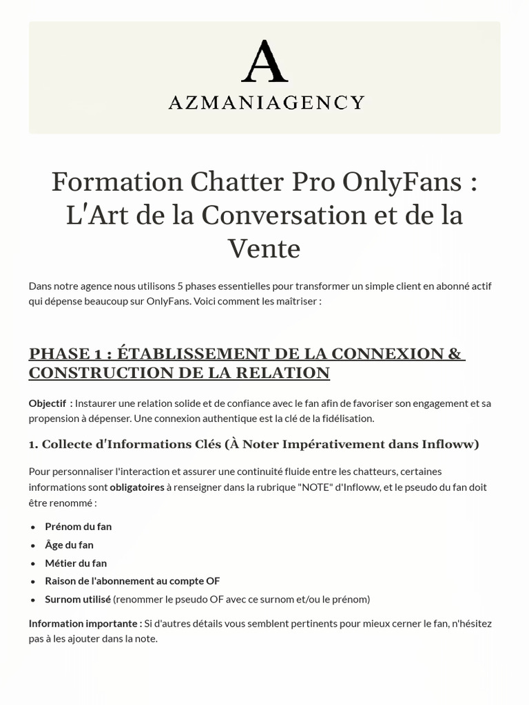 Formation Chatter Pro pour OnlyFans | PDF | Secteurs du service | la ...