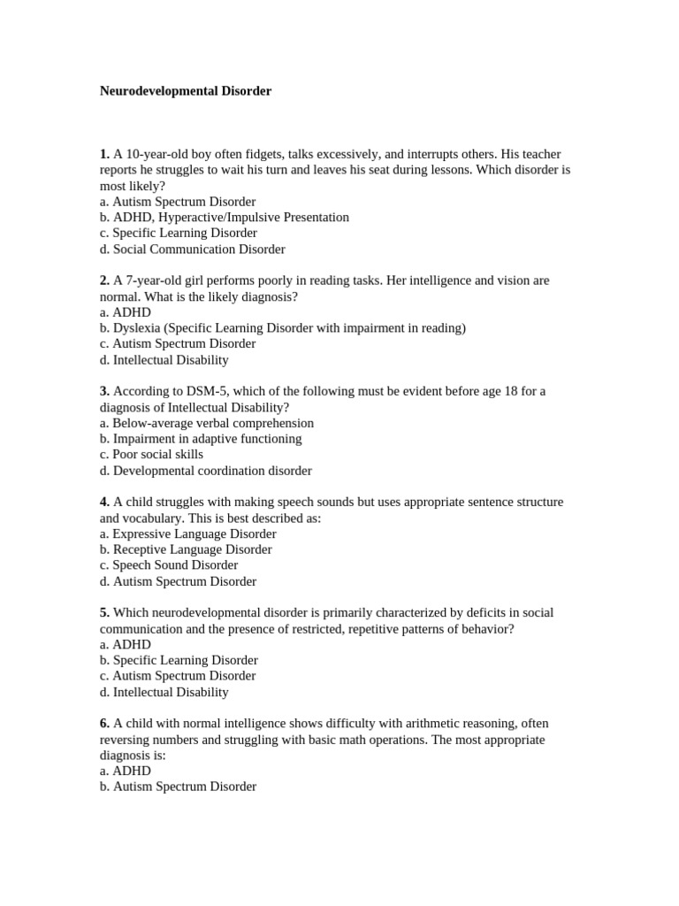 DSM-5 Neurodevelopmental Disorders Guide | PDF | Attention Deficit ...