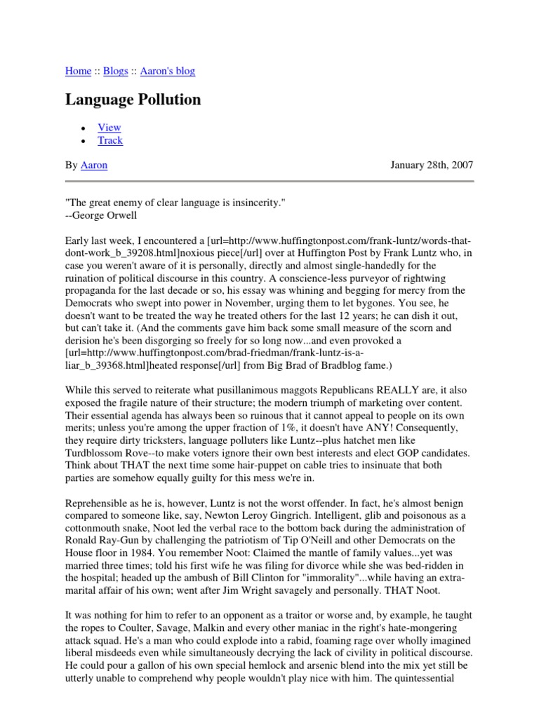 Language Pollution in Political Discourse | PDF | Republican Party ...