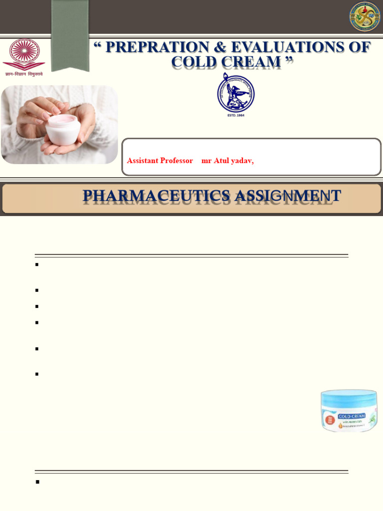 Cold Cream Formulation and Evaluation | PDF | Perfume | Emulsion