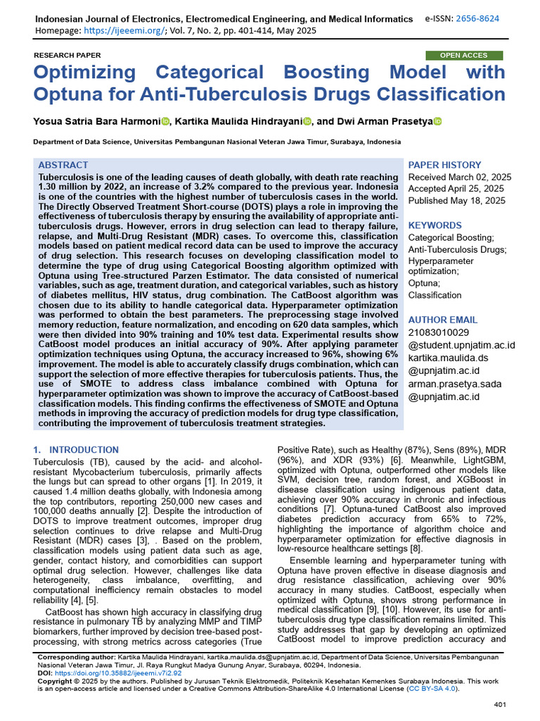 Optimizing CatBoost for TB Drug Classification | PDF | Tuberculosis ...