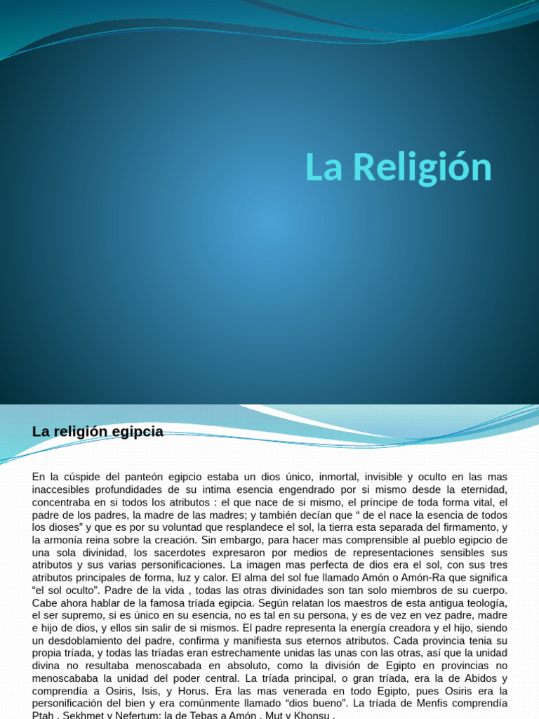 Religión Egipcia: Dioses y Creencias | PDF | Horus | Osiris