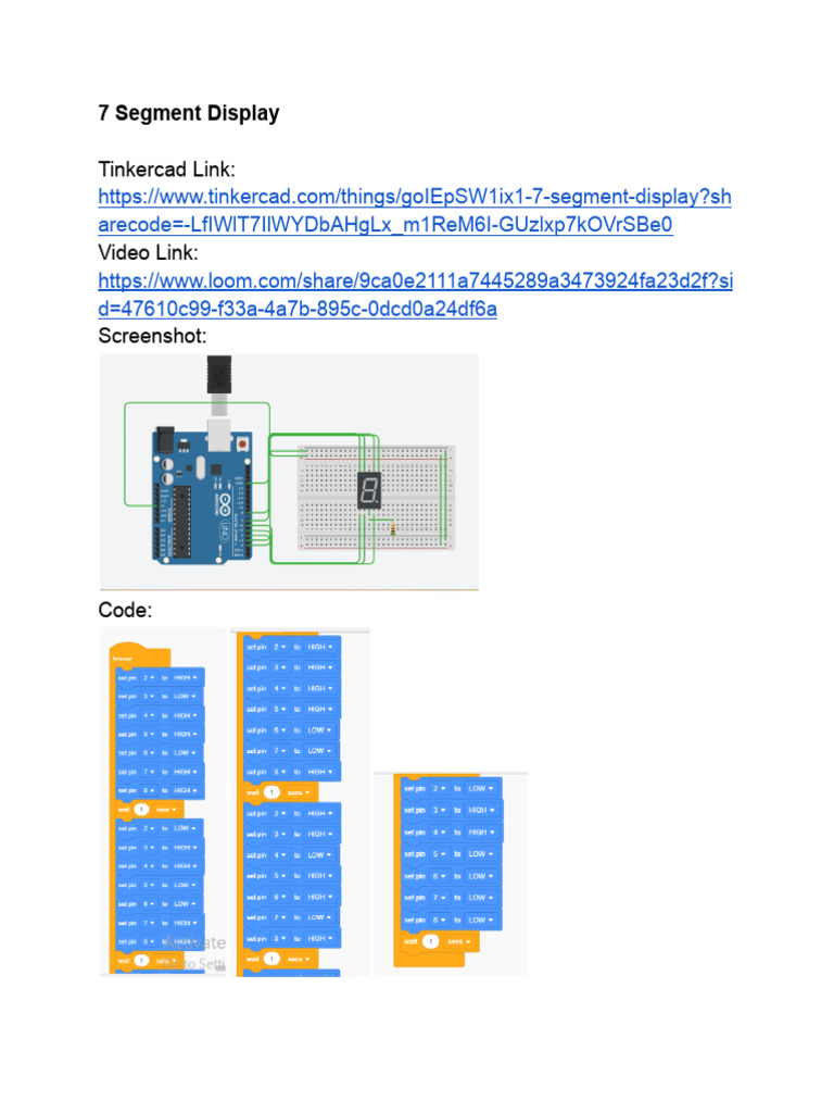 Tinkercad 7 Segment Display Guide | PDF