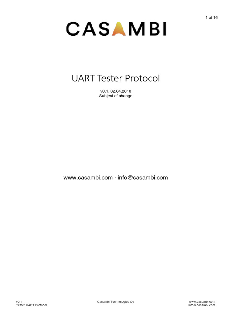 Casambi Tester UART Protocol v0.1 | PDF | Microcontroller | Input/Output