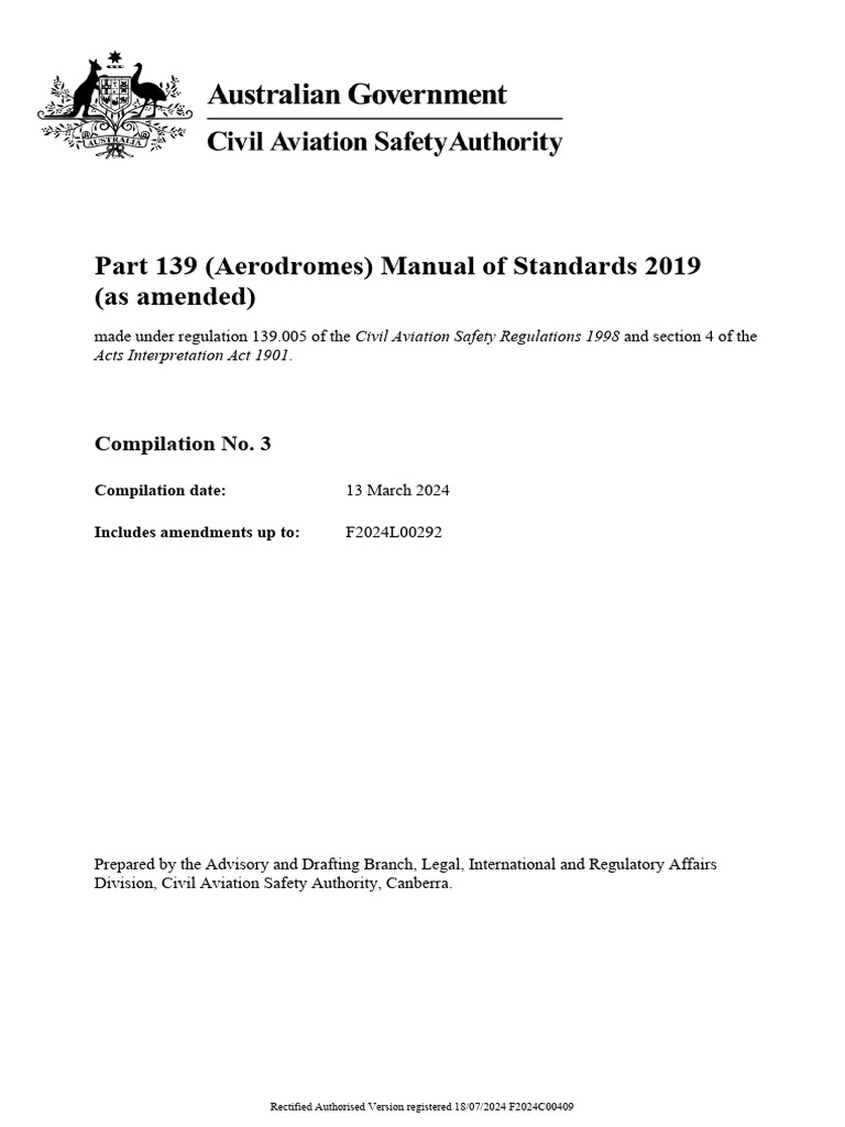 Part 139 Aerodrome Standards Manual | PDF | Runway | Aviation