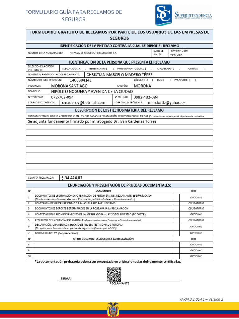 SCVS180000324019 Signed | PDF | Póliza de seguros | Seguro