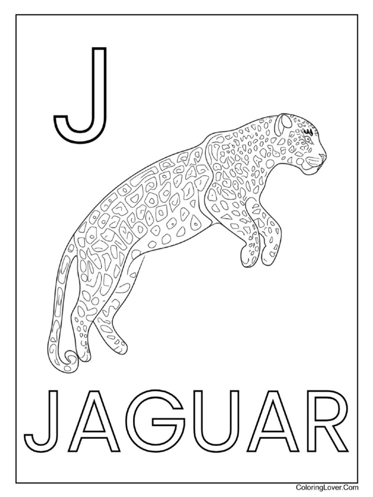 Letter J Jaguar Coloring Page | PDF
