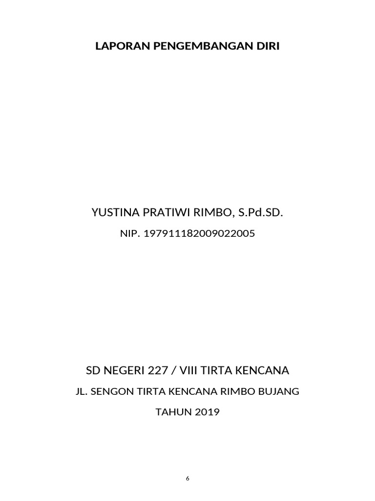 Laporan Pengembangan Diri Guru SD | PDF