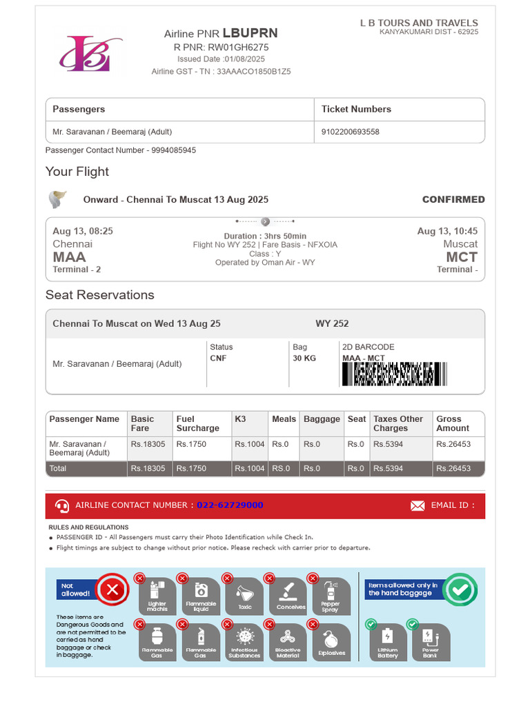 WY 252 Flight Status Confirmation | PDF | Civil Aviation | Aviation