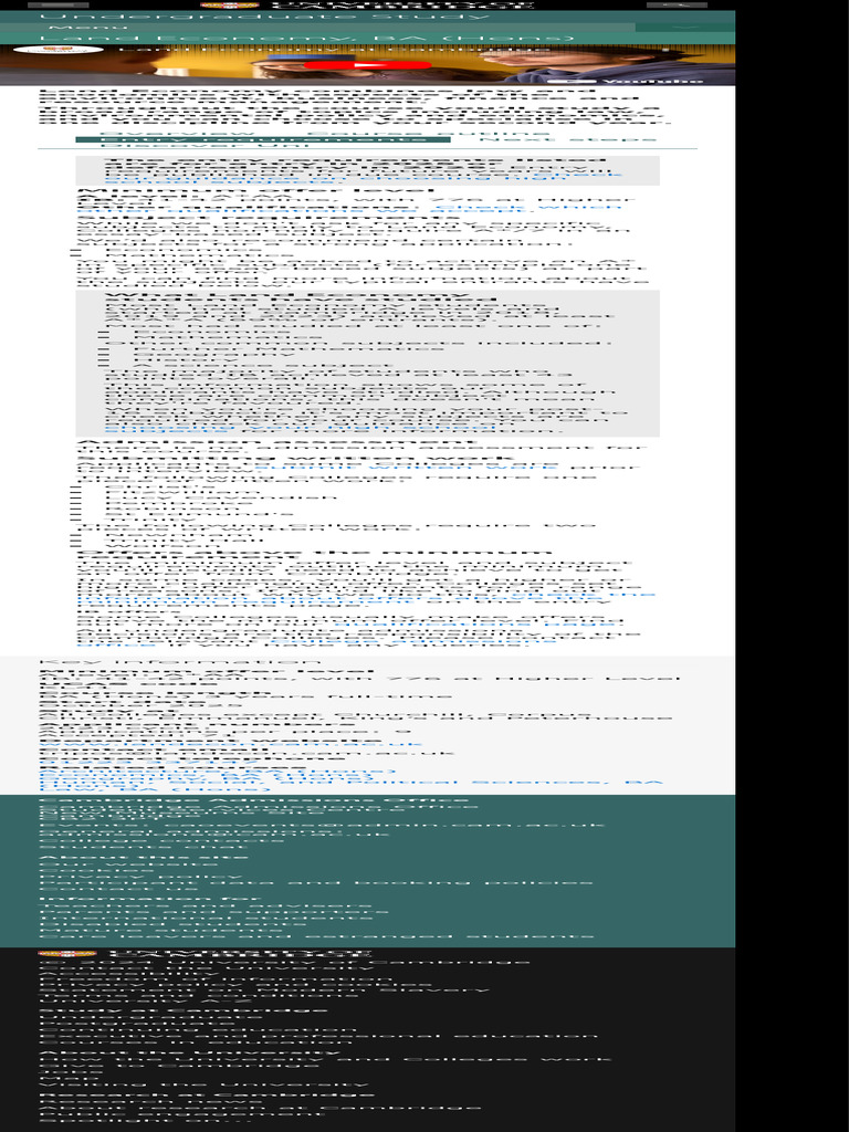Land Economy BA Entry Requirements 2025 | PDF | University Of Cambridge ...