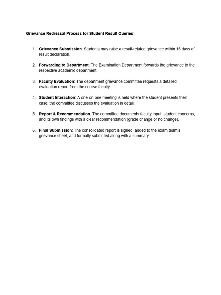 Student Result Grievance Process Guide | PDF