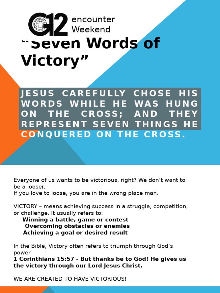 Josh Lesson 8 - Seven Words of Victory | PDF | Forgiveness | Jesus