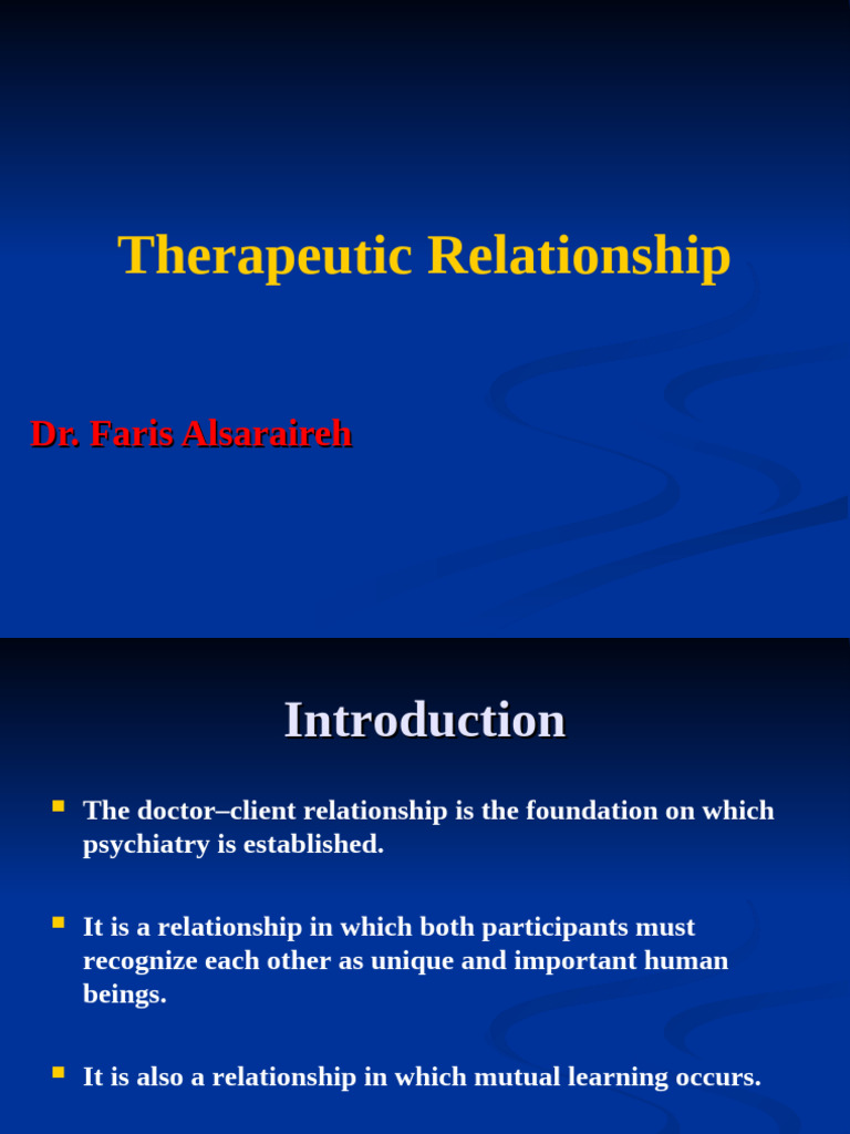 190720200lecture 9 Therapeutic Relationship Powerpoint Slides | PDF ...