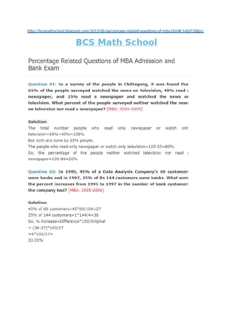 Percentage BCS SCOOL | PDF