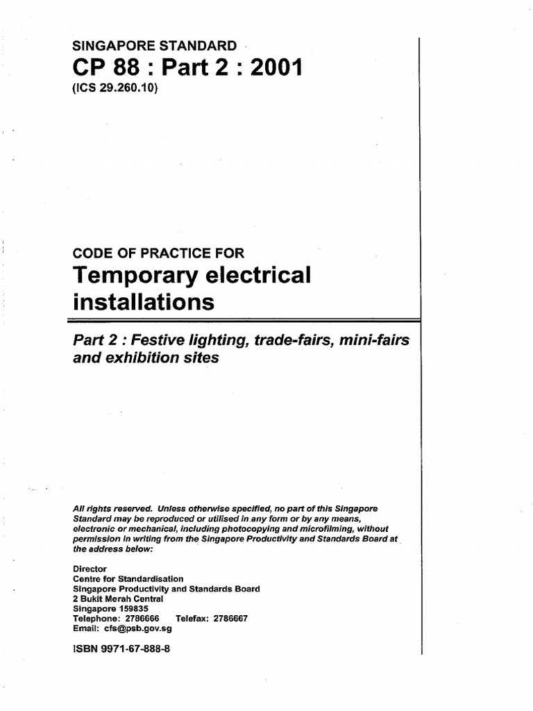 CP 88 Part 2-2001-Temporary Electrical Installations | PDF