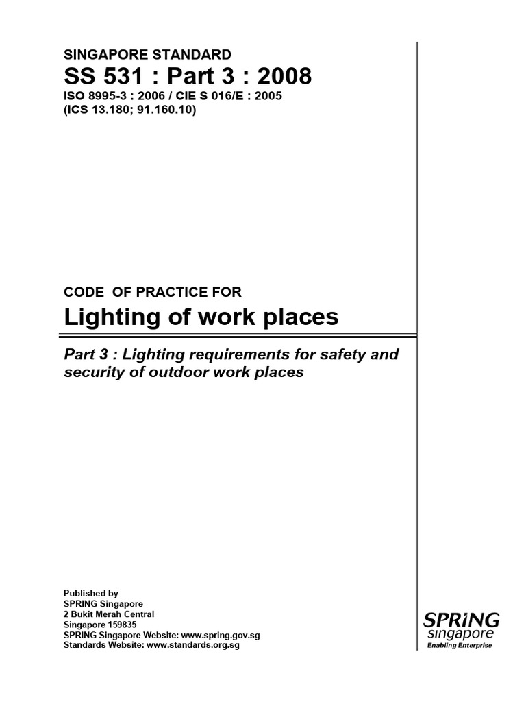SS 531-3-2008 - CP For Lighting of Work Places | PDF | International ...