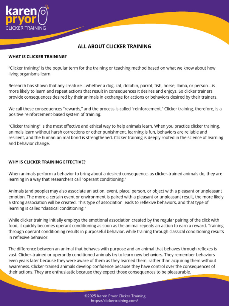 Understanding Clicker Training Basics | PDF | Animal Training | Dog ...