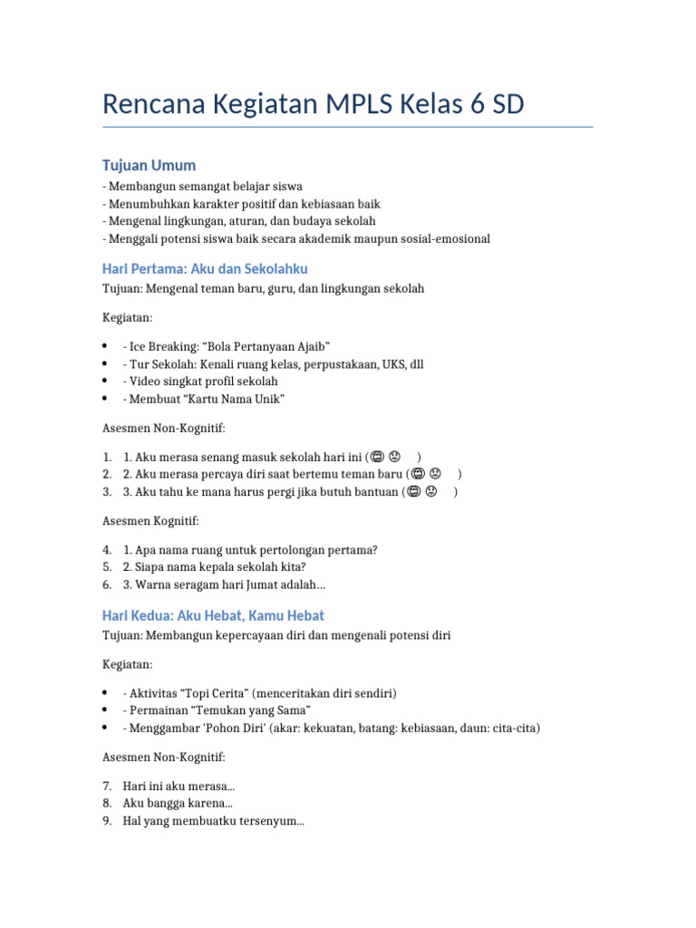 Rencana MPLS Kelas 6 SD 2023 | PDF