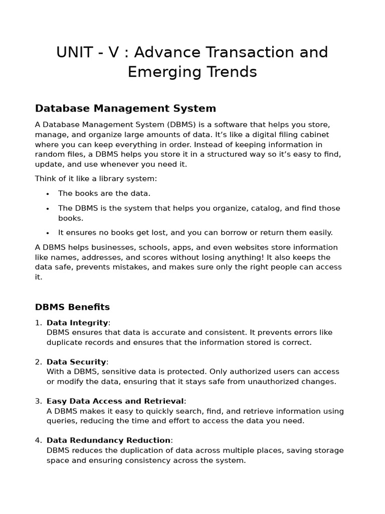 Module 5 - Advance Transaction and Emerging Trends | PDF | Database ...