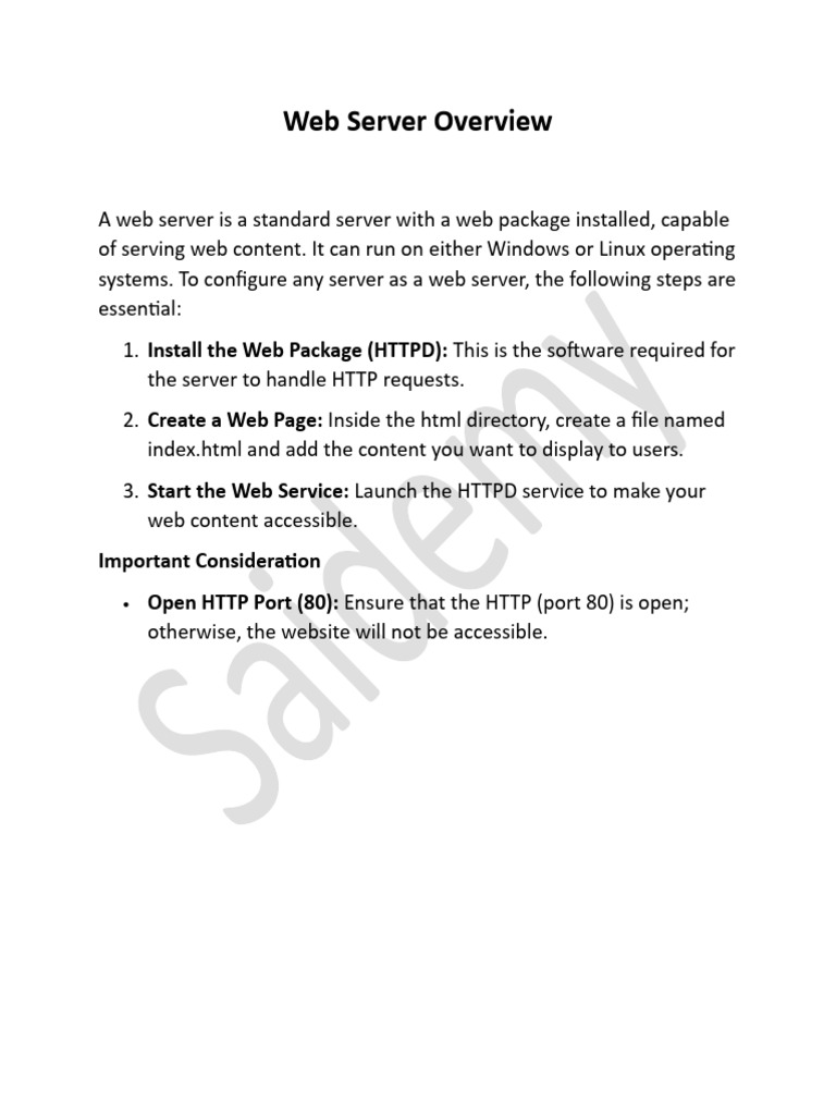 Web Server Setup Guide: Configuration Steps | PDF