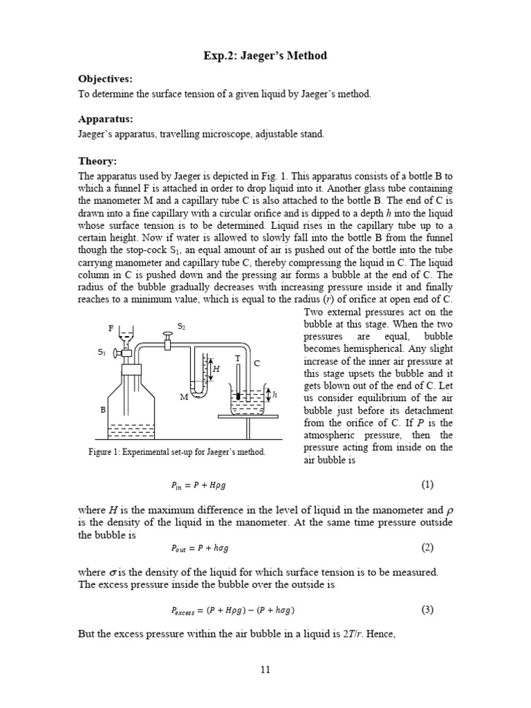 JAegers Method | PDF | Pressure | Surface Tension