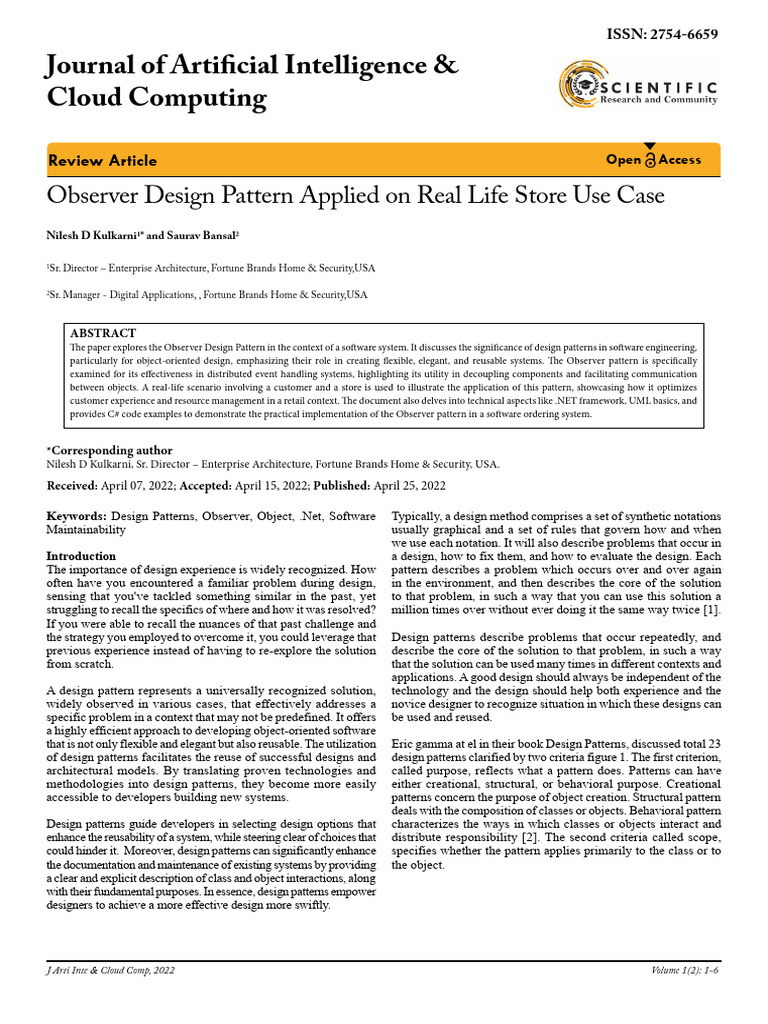 Observer Design Pattern in Retail Systems | PDF | Class (Computer ...