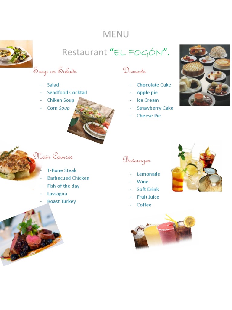 El Fogón Restaurant Menu Overview | PDF