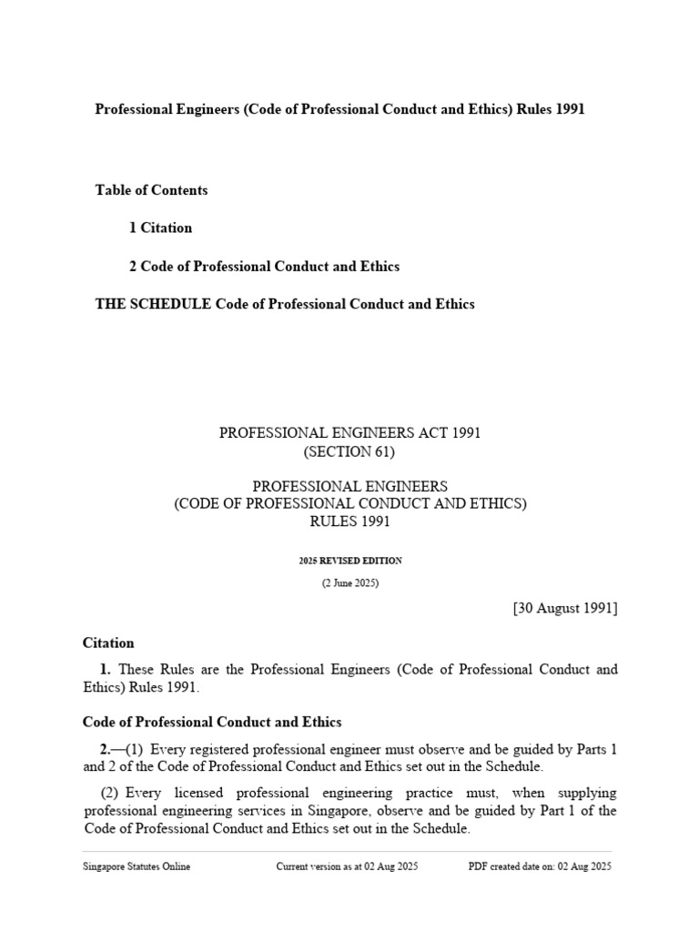 Professional Engineers (Code of Professional Condu | PDF | Employment ...