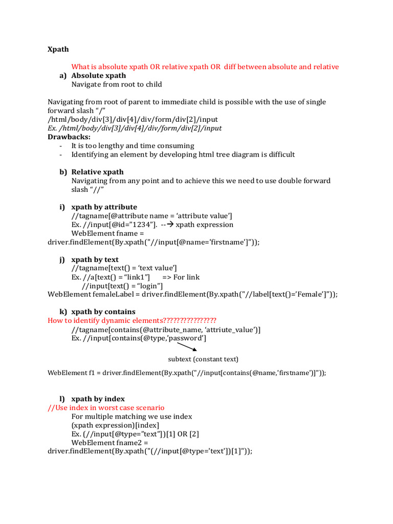 Understanding Absolute vs. Relative Xpath | PDF | X Path | Software ...