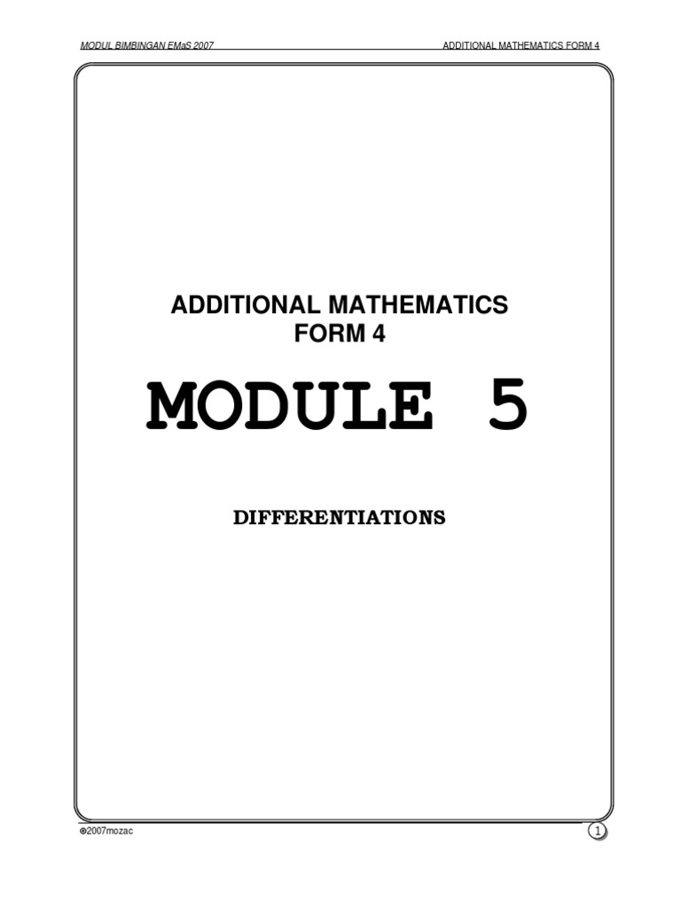 Additional Mathematics Form 4 Differentiation Module | PDF | Teaching ...