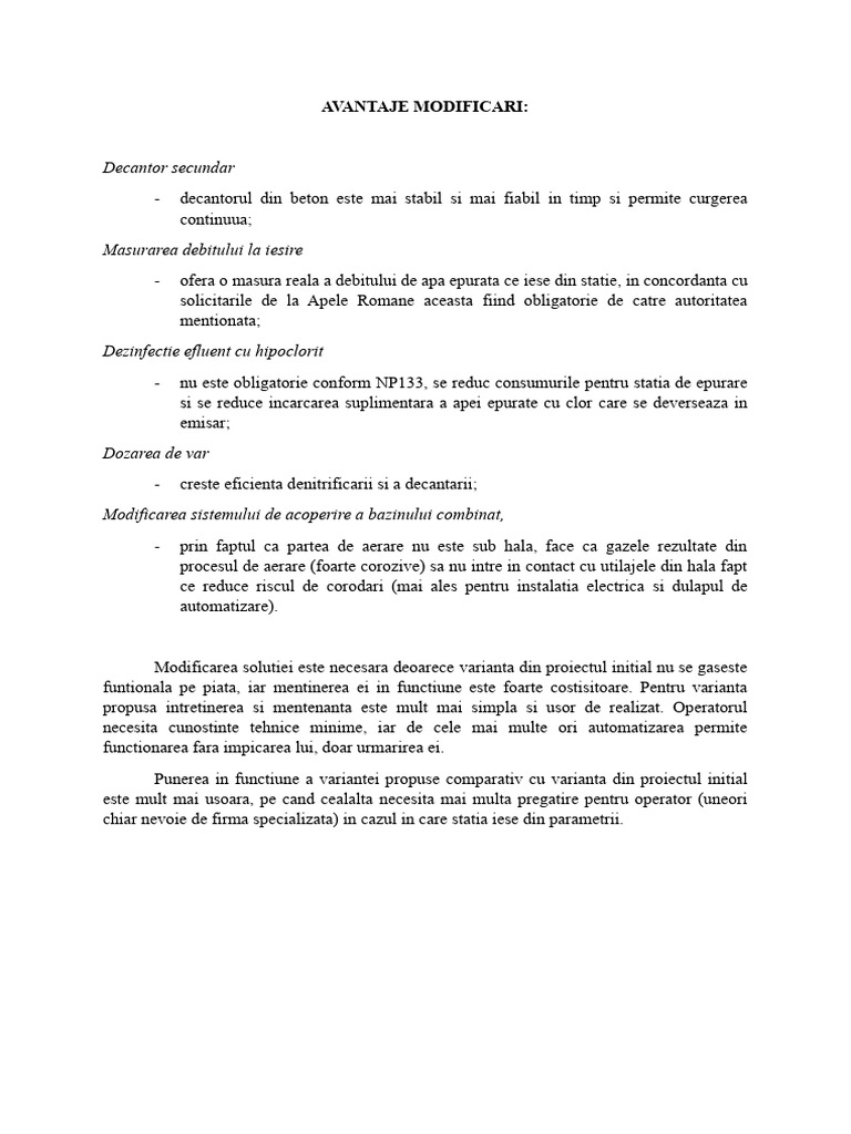 Avantaje Modificare Solutie | PDF