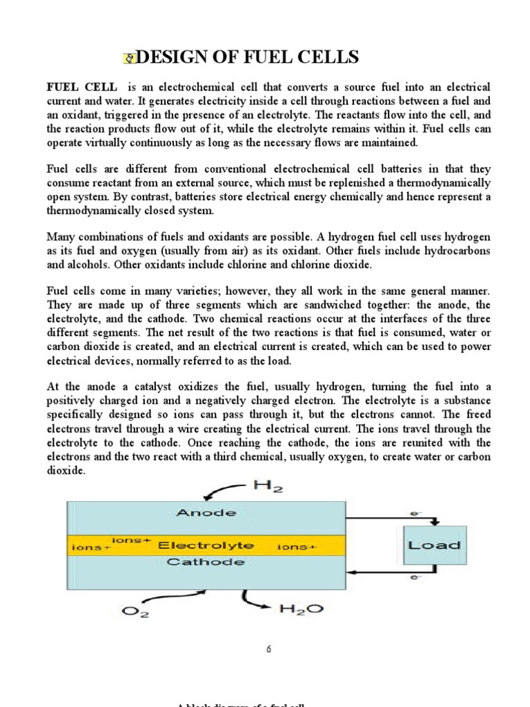 Design of Fuel Cells: FUEL CELL Is An Electrochemical Cell That ...