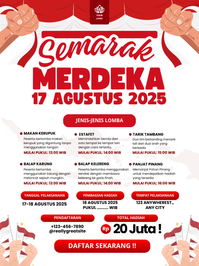 Putih Merah ILustrasi Meriah Semarak Lomba Kemerdekaan 17 Agustus ...