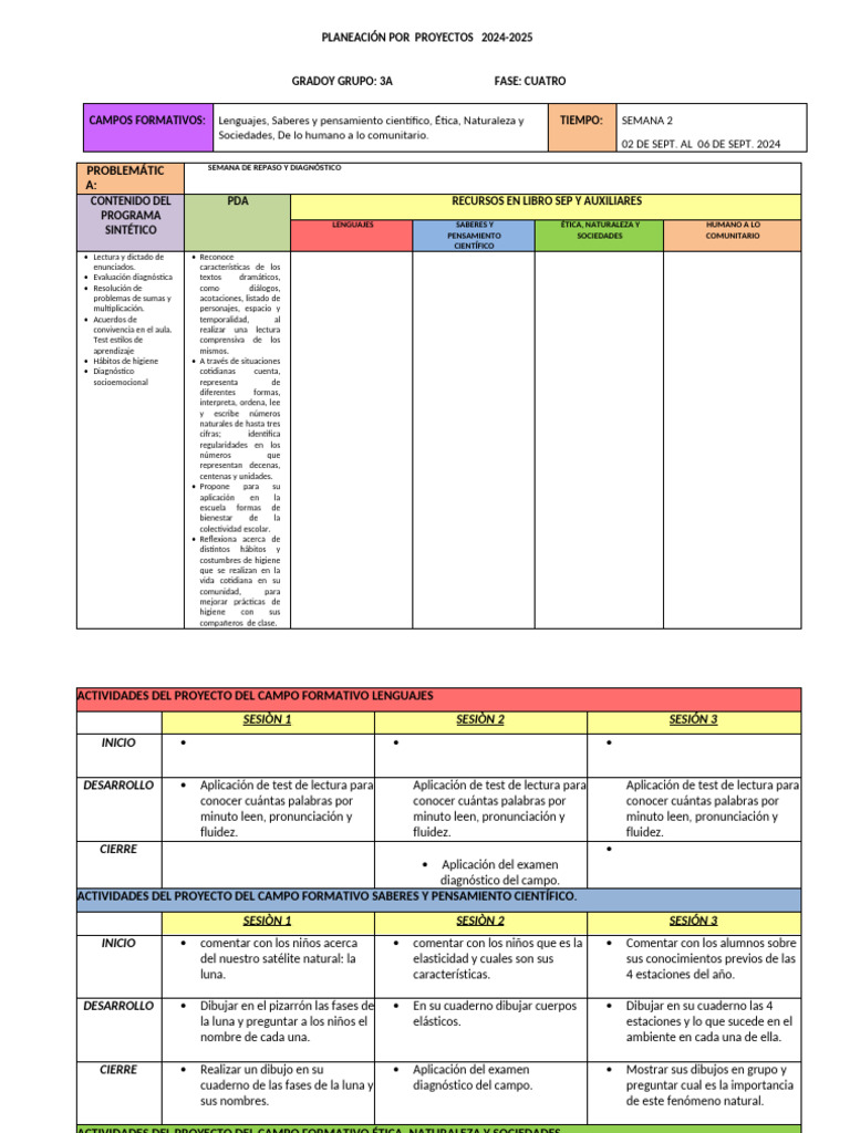 Planeación de Proyectos 2024-2025 3A | PDF | Multiplicación