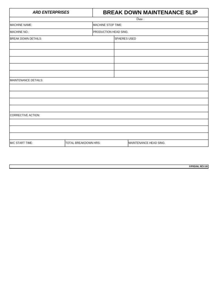 Breakdown Slip 001 | PDF