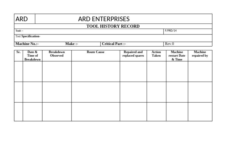 F-MAINT-Tool History Record | PDF